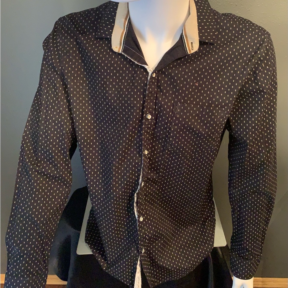 Stylish Craft and Flow  Black Patterned Men's Dress Shirt Size Large